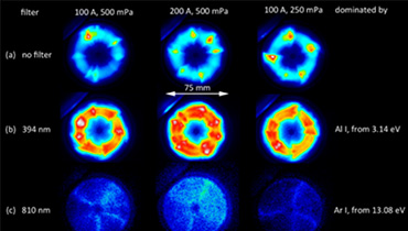 HiPIMS self-organizing discharge high-resolution spectral imaging